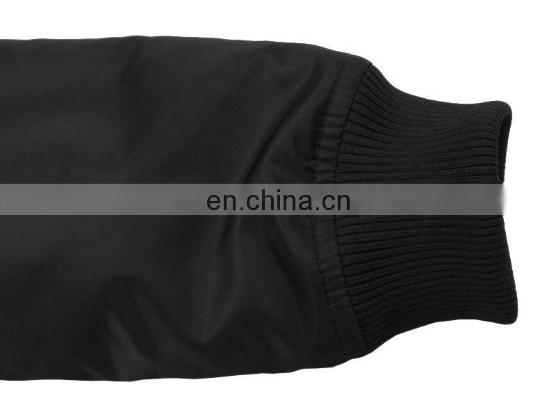 Custom Nylon Plain Black Flight bomber jacket mens with patches