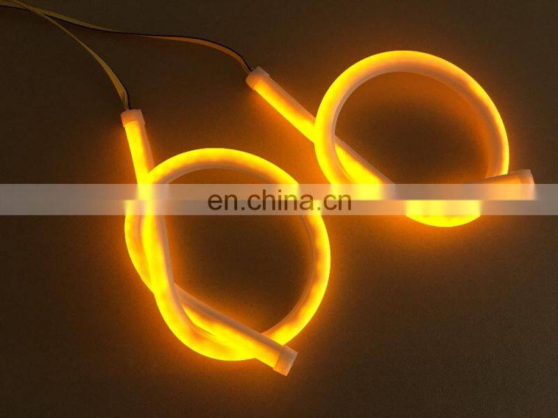 universal 2x60cm car led flexible DRL with running turn signal car headlight flow turn light