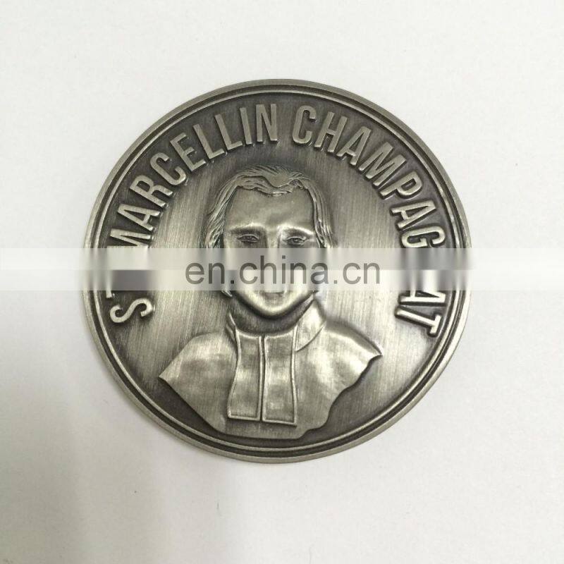 Zinc alloy material custom antique gold or silver coin as souvenir for association or army