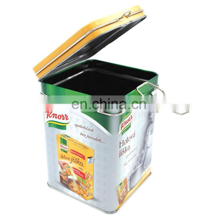 Alibaba China wholesale 105x105x155MM food safe empty metal tin can container with metal lock closing