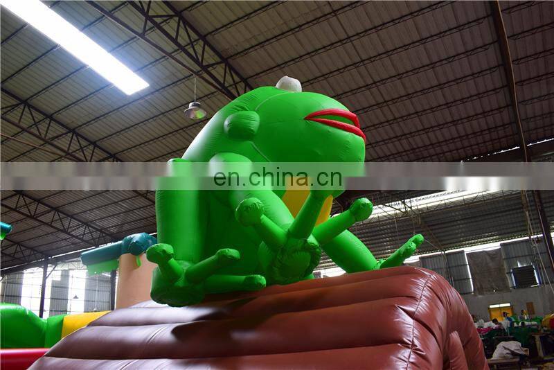 Kids outdoor frog theme inflatable bounce obstacle course for sale