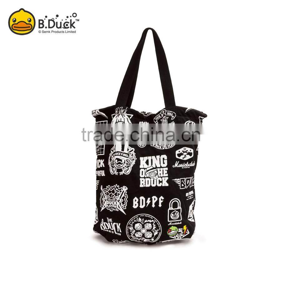 Wholesale new style reversible polyester black string shopping bags