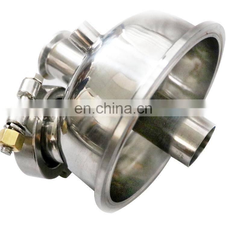 6" Hemispherical extractor lid for reclaim tank with tri clamp ferrule and 4" down tube