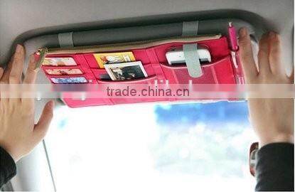 New Multi-purpose Auto Car Sun Visor Organizer Pouch Bag Card Storage Holder Beige