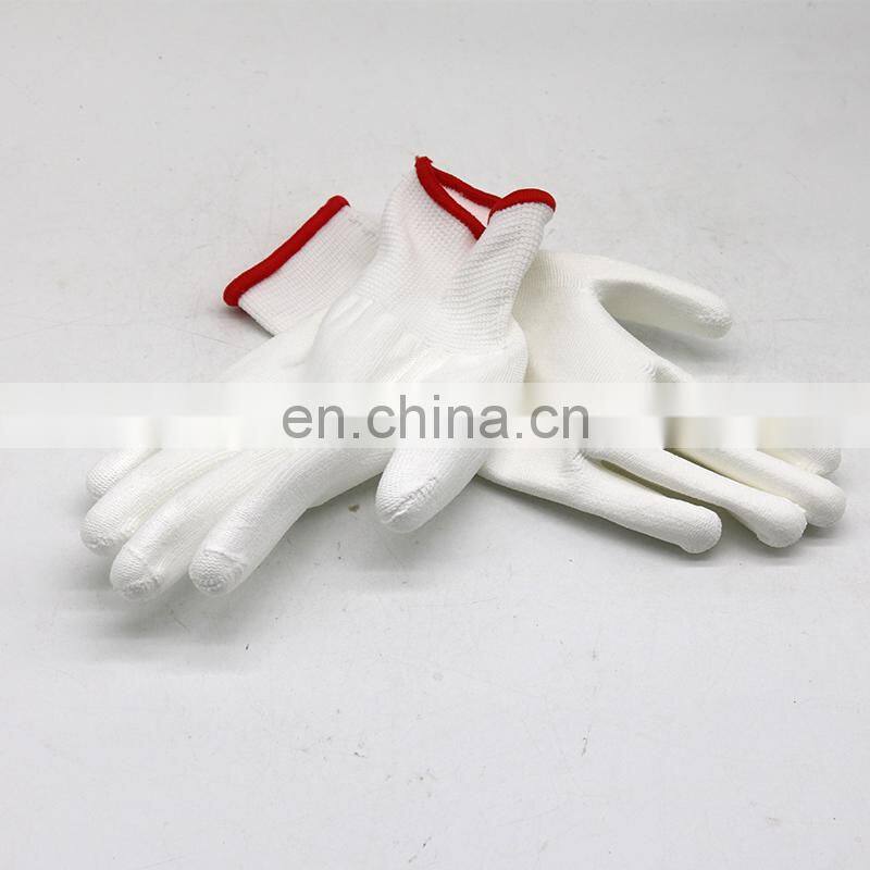 13g white PU polyster safety nitrile foam gloves
