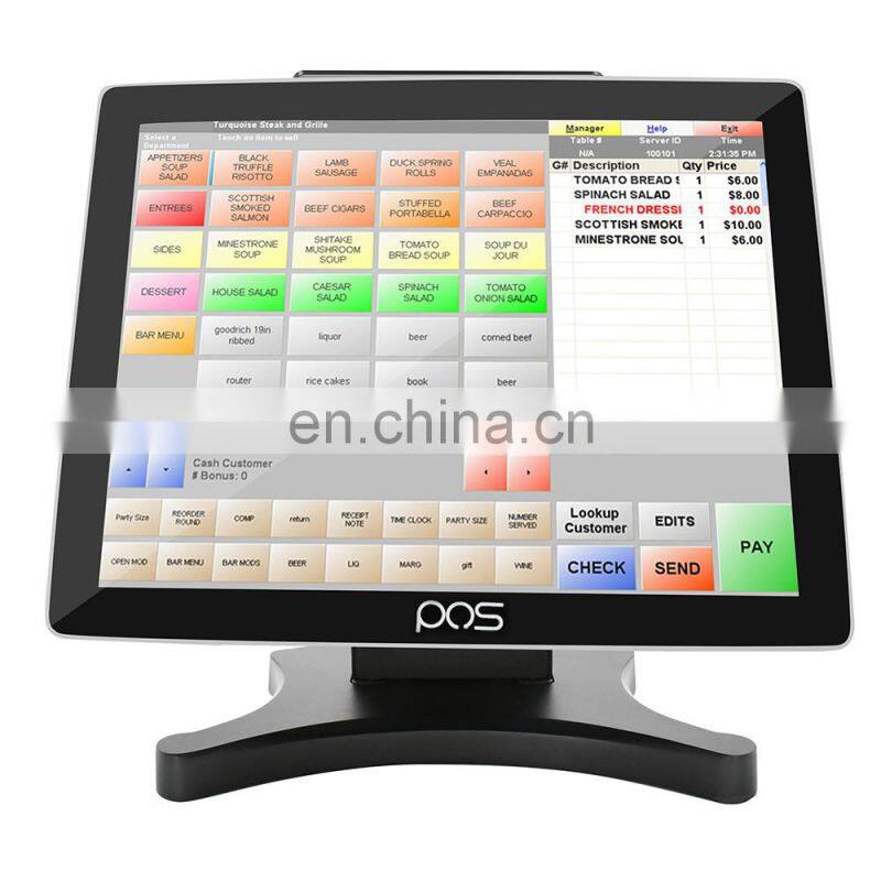 China 15 Inch Dual Screen With Printer Restaurant Retail Capacitive Touch Screen Window Pos System