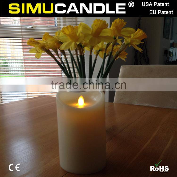 Battery Operated Flameless Moving Wick LED Candle Light, with USA and EU Patent