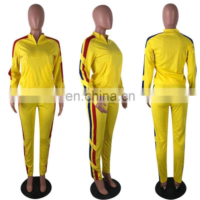 Custom Casual Sports 2-piece striped women's sports suit wholesale undershirt home jogging suit