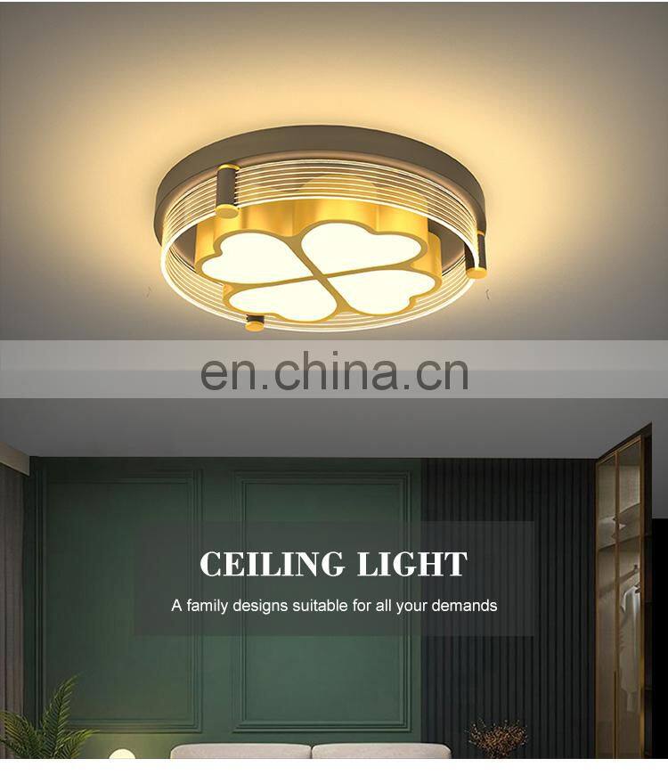 Personality Fashion Decoration Indoor Bedroom 36W 48W Black Gold Modern Acrylic LED Ceiling Lamp