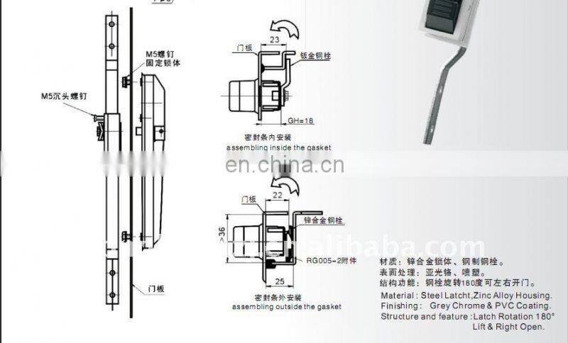 MS829 ZDC Chrome or Powder coated Zinc Alloy Multi-point 3 Point Lock