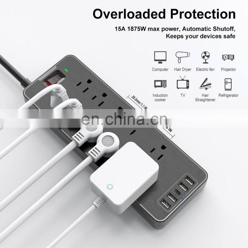Safety Germany Multiple 4 Outlet Power Strip Socket 4 Outlet with Dual USB Ports and Retractable Cord