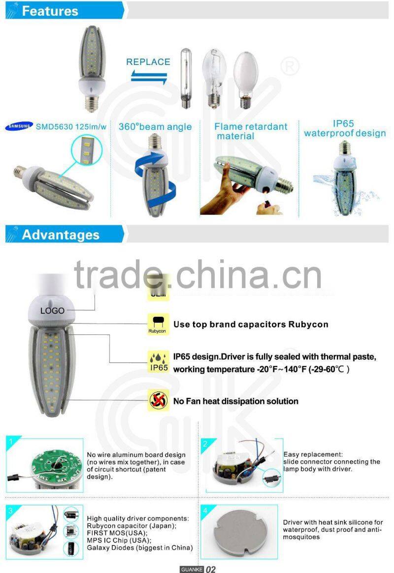 IP65 UL ENEC post top retrofit led street light 30w e40