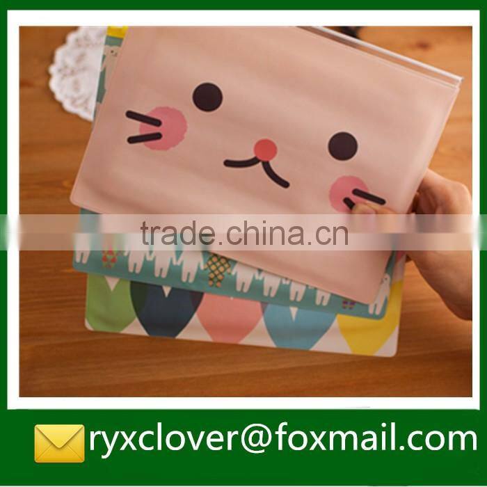 Clear PVC zipper file bag pencil bag with cartoon