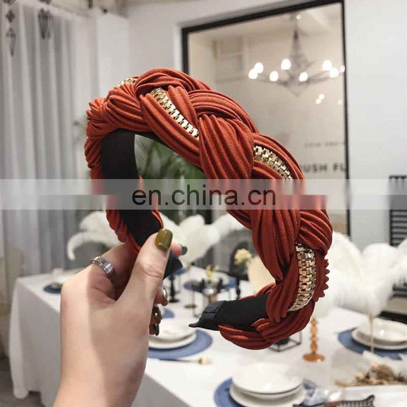 New Fashion DIY Multiple knots Hairbands For Women Ladies High-end Hair Band Wide Side Hair Accessories