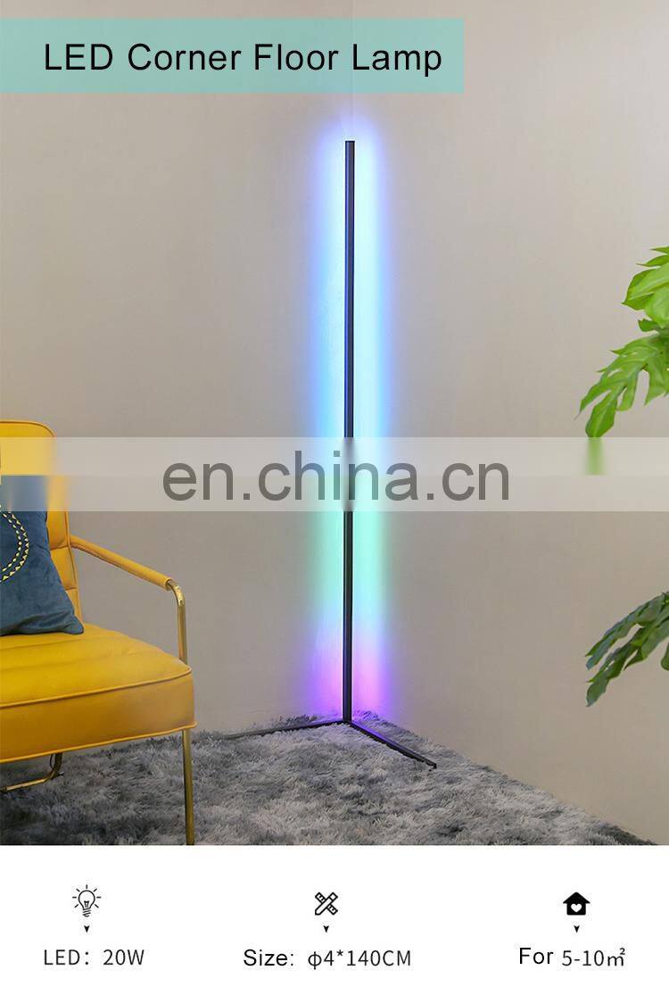 Remote Controlled Dropshipping Nordic Modern Decorative 140cm LED Light RGB Tripod Corner Floor Lamp For Living Room