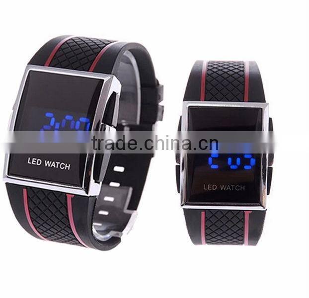 LED watch with rubber strap and alloy watch case