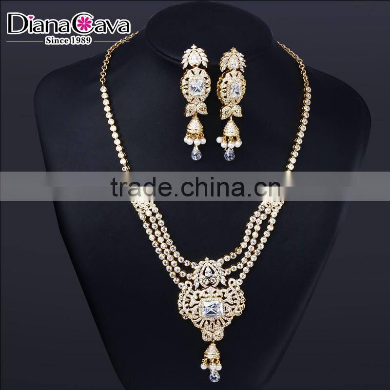 Newest Trending Item African Look Wedding Luxury Set CZ Pearl Jewelry Set