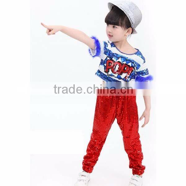 New Sequined Jazz Hip hop dance Costumes Stage Performance Clothing Boys and Girls Holiday Show kids hip hop Wear top +Pant