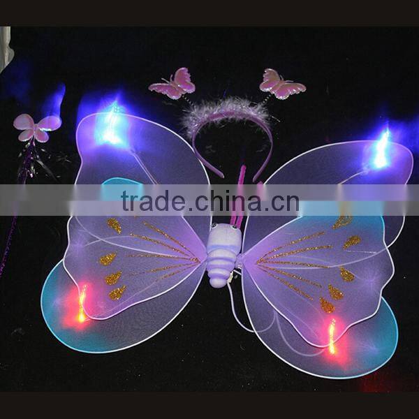 Wholesale cheap double layer fairy kids butterfly wings Halloween pink butterfly wing for sale