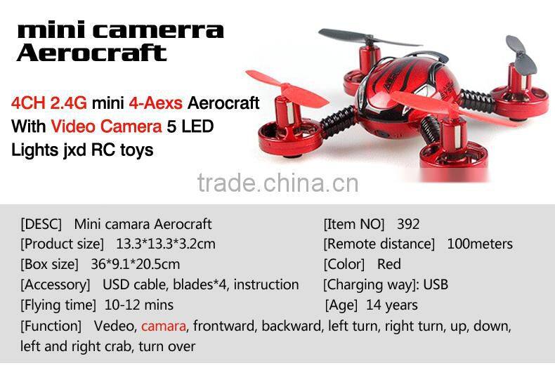 4CH 2.4G mini 4-Aexs Aerocraft With Video Camera 5 LED Lights jxd RC toys