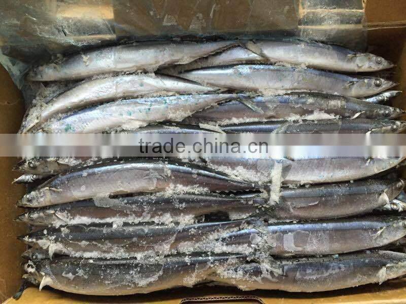 2015 seafrozen pacific saury whole round 1#:120-140g/pc