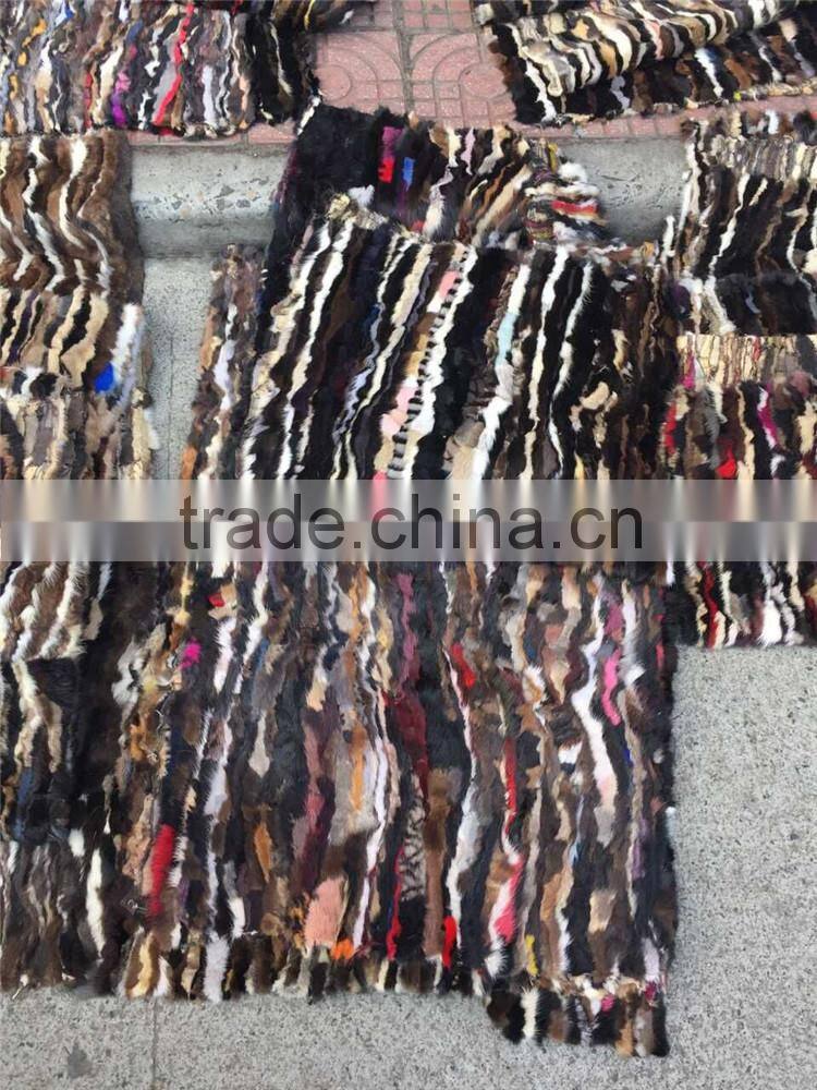 Multicolor Genuine Mink Fur Skin Plate Real Fur Blanket