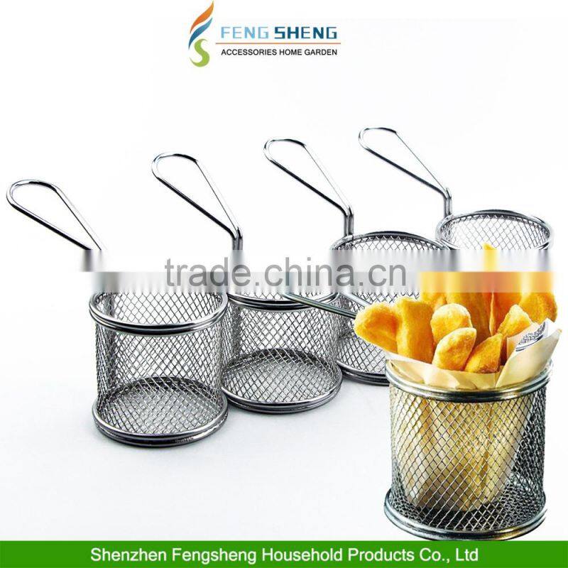 Mini Chrome Chip Fryer Serving Food Presentation Basket by Kitchen Stars