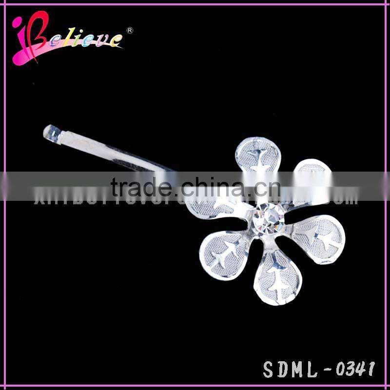 Cheap hair brush metal pins wholesale hair pins, silver flower pins for kids girls