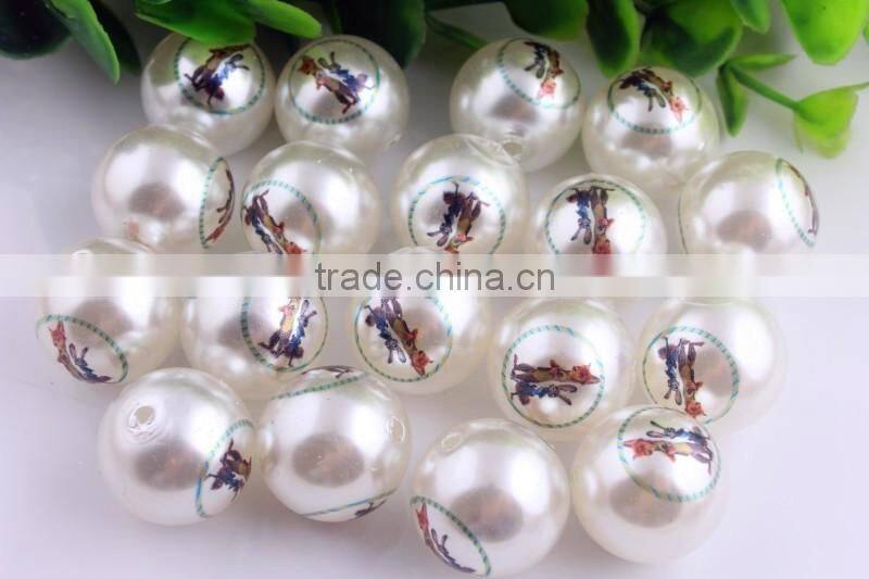 Look!! 2016 Fashion Chunky Round Loose Acrylic Bubblegum Ball 20mm Pearl Print Cartoon Character Large Pearl Beads For Jewelry!