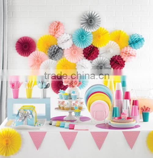 wedding decoration product tissue paper fan,paper fan for all festival decor