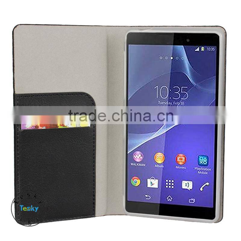 Card Slots PU Leather Case For Sony Xperia Z4 , Customised Available