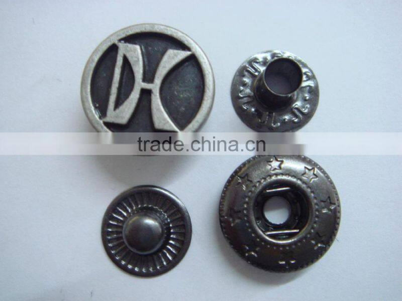 15mm fashion embossed adjust 4 part brass snap button