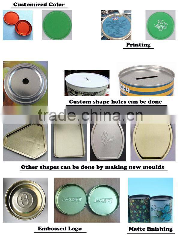 removeable metal tin cap for wine paper can