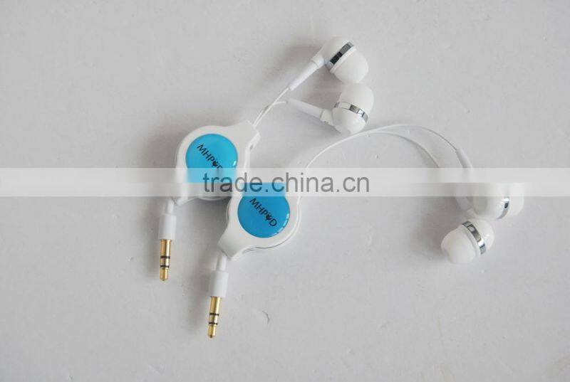 Factory Price In-ear earphone with retractable cable
