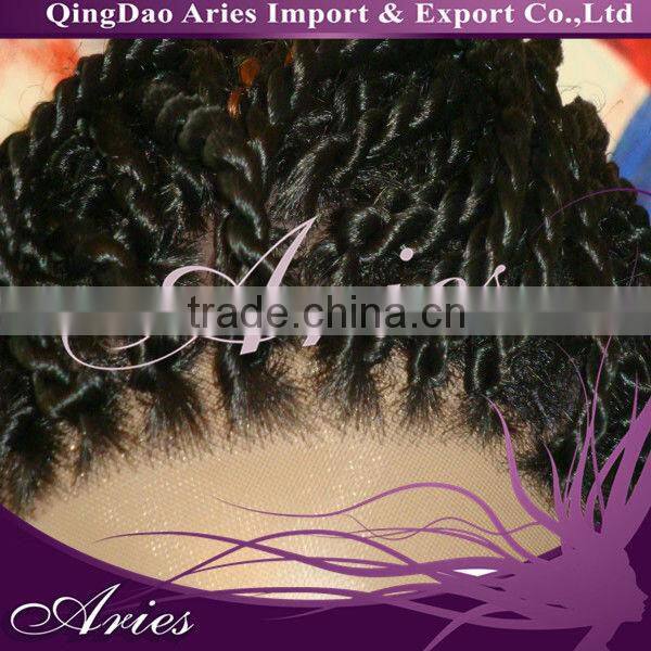 Kinky Straight Short Natural Black Lace Front Wig Human Hair