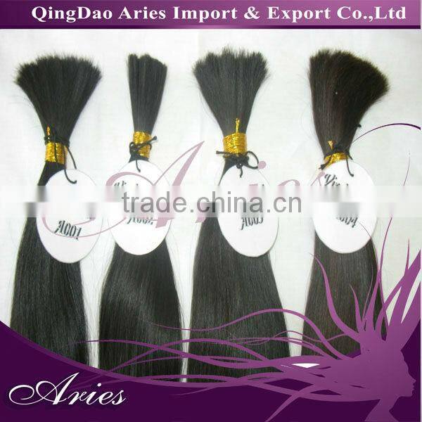 dyeable virgin unprocessed brazilian bulk hair extensions without weft