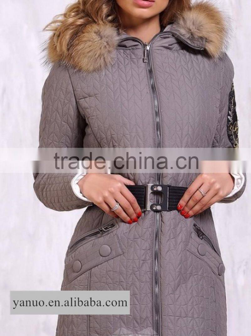 quilted jacket with belt for women winter