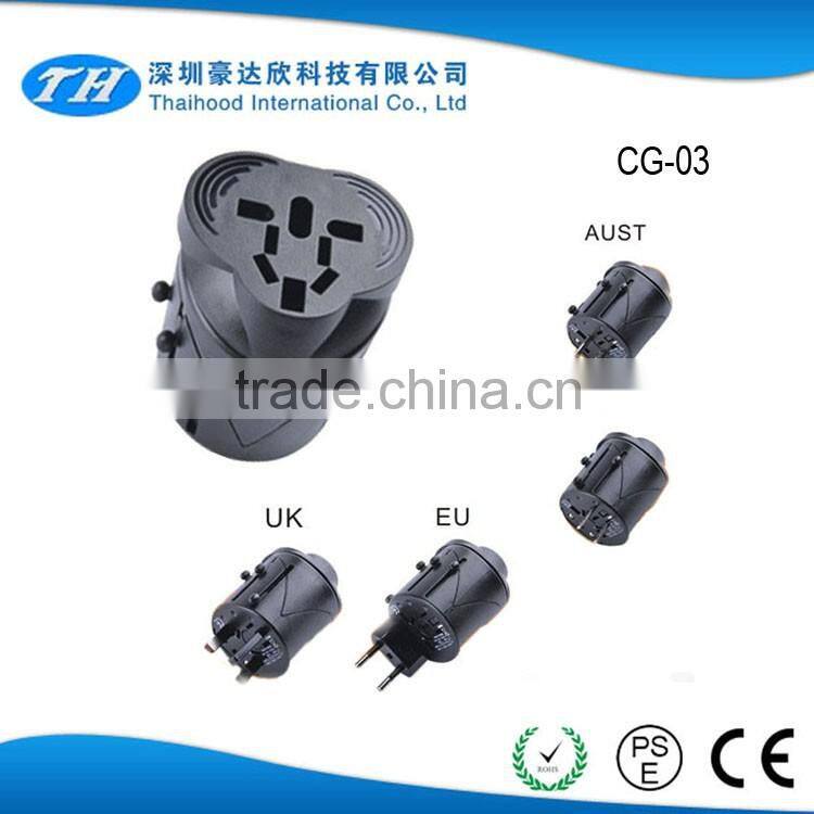 UK/EU/AU/US plug 5V2.5A Travel usb charging power socket adaptor CE ROHS approved with universal outlet