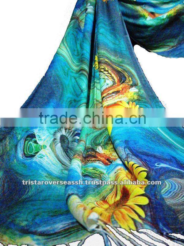 floral viscose scarf digitally printed
