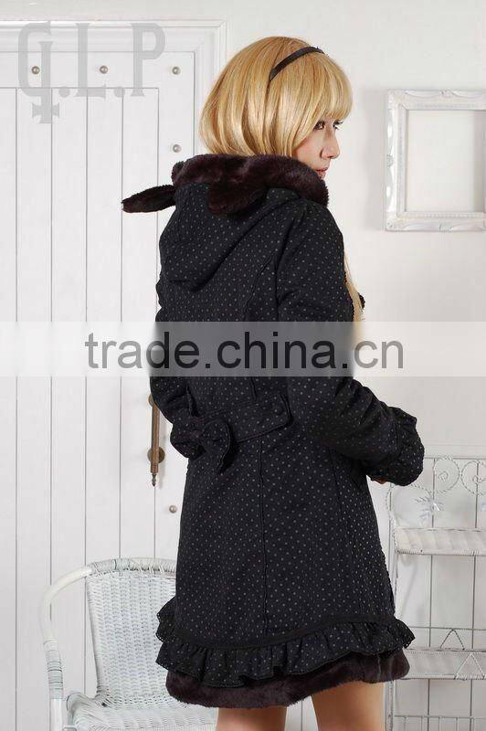 Cotton Black Polka Dot Lace Lolita Blouse 81039