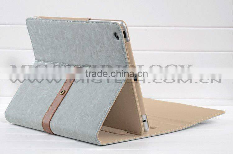 Luxury Leather Case for apple ipad with Belt Strap