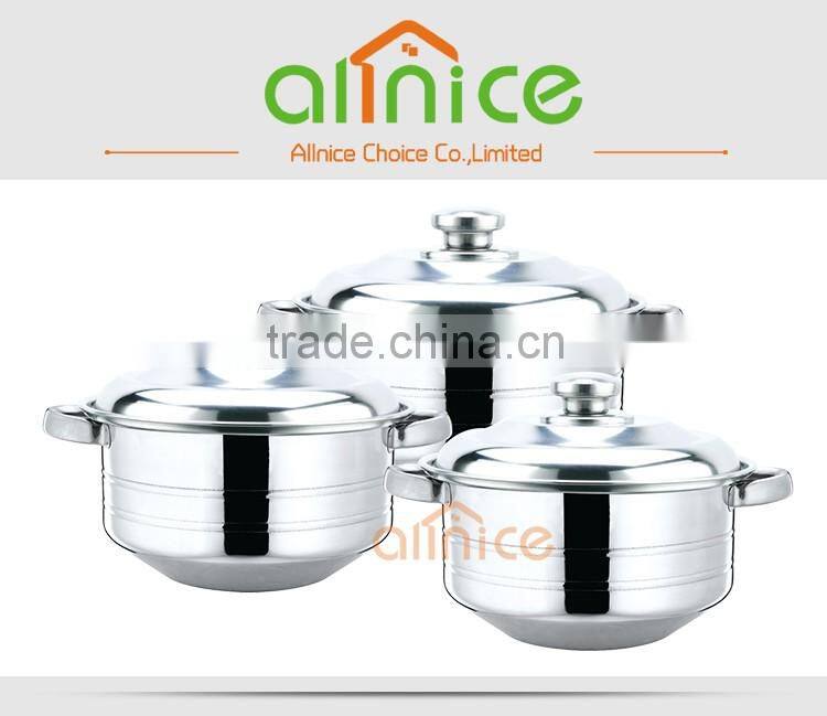 Wholesale 3 pcs set SS410 good design cookware set price/stainless steel cooking pot