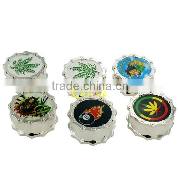 GT5057 Bearing chain shape picture priting 3layer zinc alloy grinder OEM