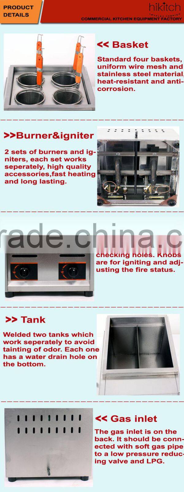 Factory price supply commercial 6- Basket gas counter top pasta cooker/pasta cooking machine