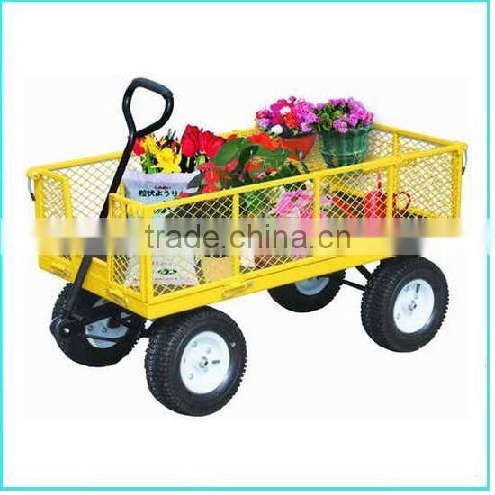 steel Heavy Duty Utility Wagon Lawn Cart Yard Crate Garden Supplies Blue