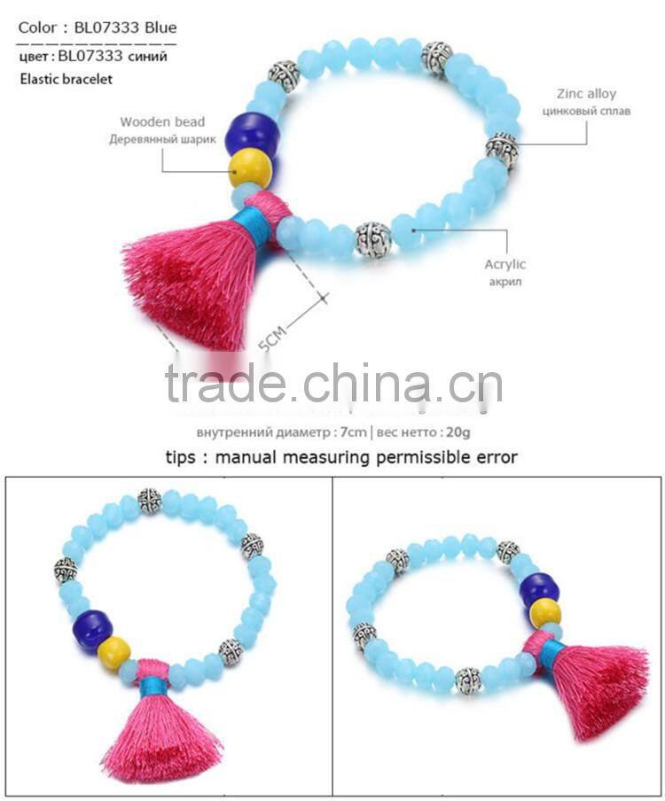 New design bohemia zinc alloy wooden acrylic beads bracelet for valentine gift 2016