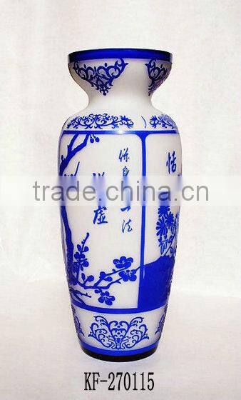 2014 New Special 3D-Carved Square Flower Glass Vase