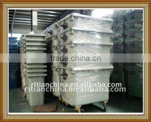plastic mobile public garbage bins with 4 solid wheels