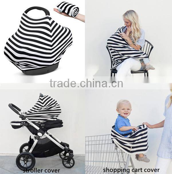 2016 Cuddle Soft Dark Green Stripe Design Car Seat Carrier Cover Canopy