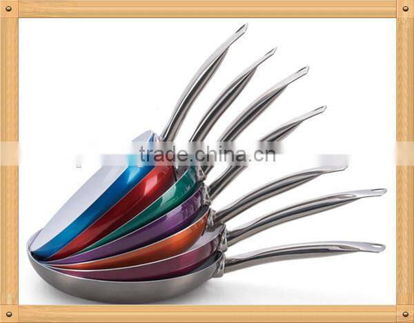 Aluminum ceramic frying pan with stainless steel handle